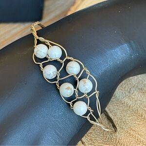 Canvas jewelry wire wrapped 7 stone Bracelet gold tone